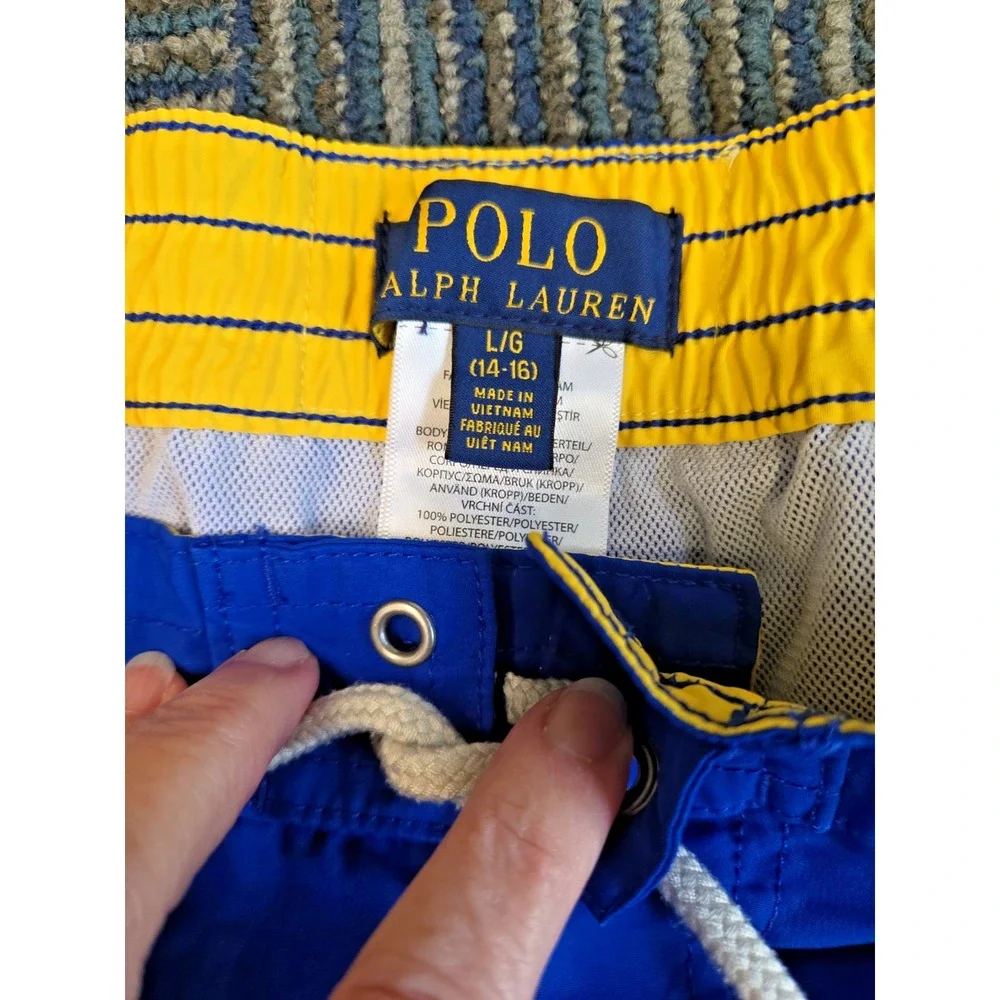 Polo Ralph Lauren Boys Youth Big Pony Swim Trunks L(14-16) Kids Blue Yellow